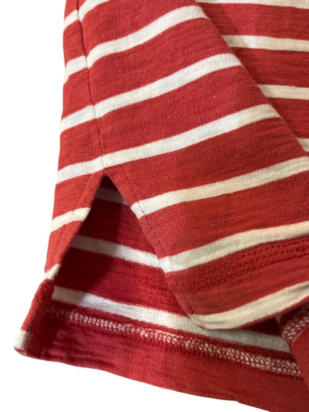 Chico’s Weekends Red Striped Hoodie Top Women’s 1 (M/8) Cotton Button Used - Picture 12 of 15